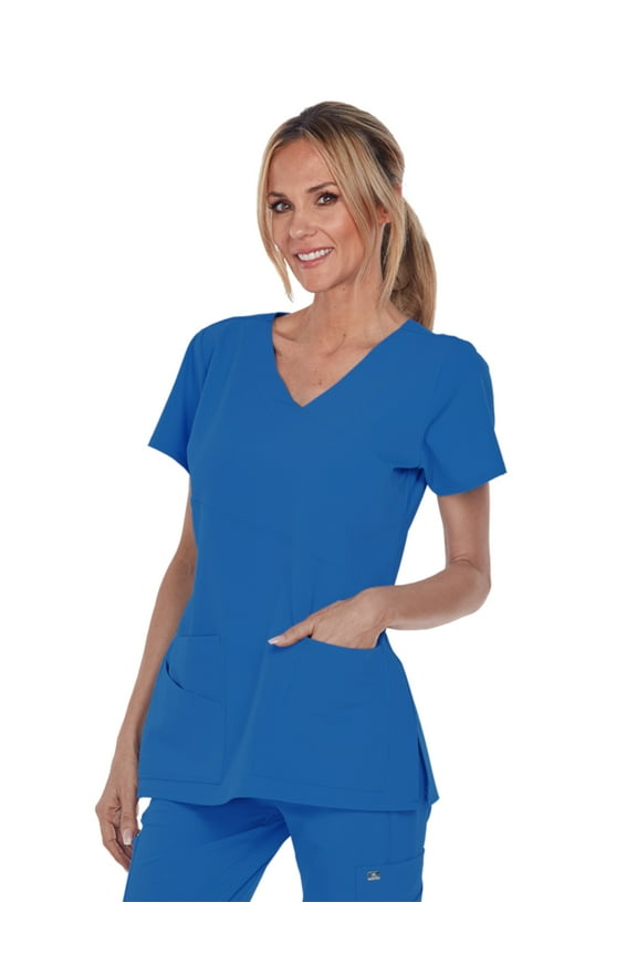 Grey's Anatomy Signature 2130 Women's Mock Wrap Scrub Top New Royal XXS