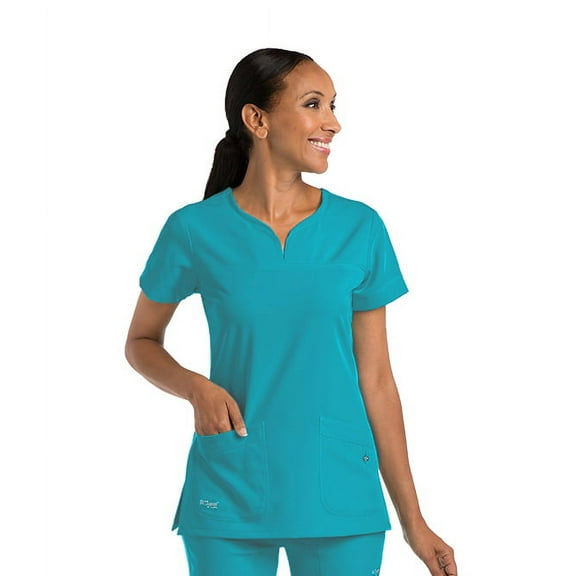 Grey's Anatomy Signature Women's 2 Pocket Notch Yoke Neck Scrub Top - 2121