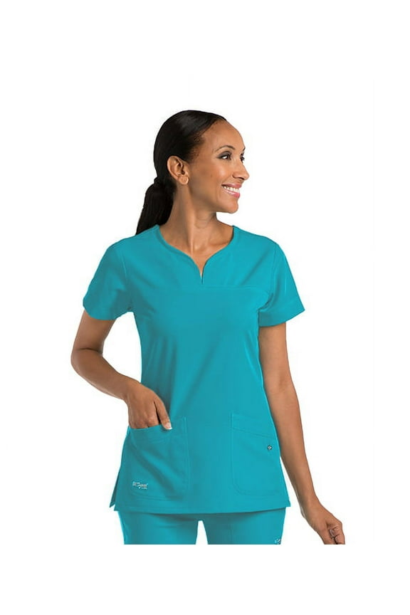 Signature Women's 2 Pocket Notch Yoke Neck Scrub Top - 2121