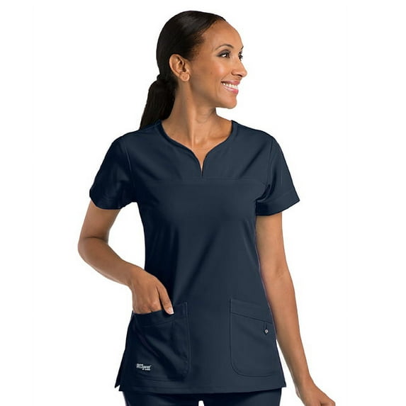 Grey's Anatomy Signature Women's 2 Pocket Notch Yoke Neck Scrub Top - 2121