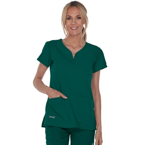 Grey's Anatomy Signature Women's 2121 Notch Neck Scrub Top- Hunter Green- M