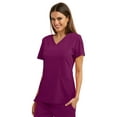 thumbnail image 1 of Barco Grey's Anatomy Signature GNT019 Women's Astra Three Pocket V-Neck Laced Sleeve Scrub Top Wine XL, 1 of 2