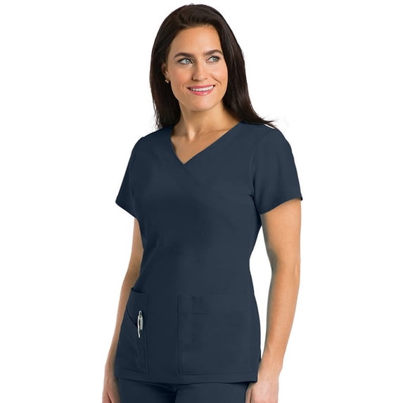 Grey's Anatomy Signature 2130 Women's Mock Wrap Scrub Top Graphite L