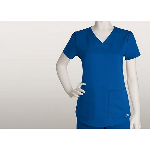 barco grey's anatomy women's two pocket v-neck scrub top with shirring back, new royal, 4x-large