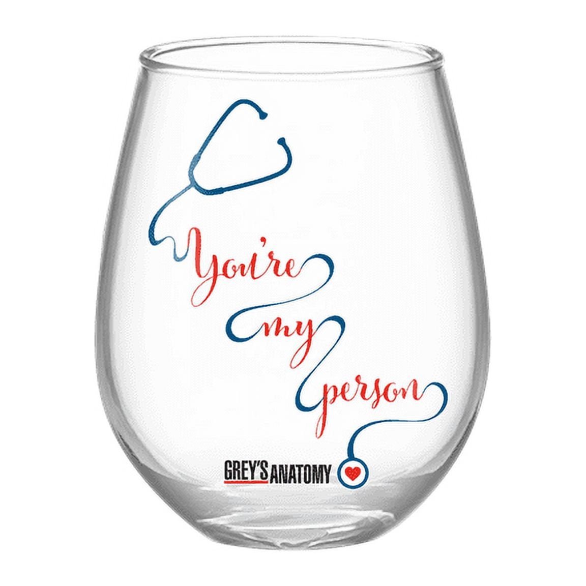 Grey's Anatomy You're My Person Stethoscope Boxed 20oz Stemless Glass