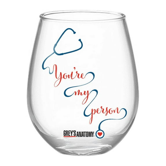 Grey's Anatomy You're My Person Stethoscope Boxed 20oz Stemless Glass