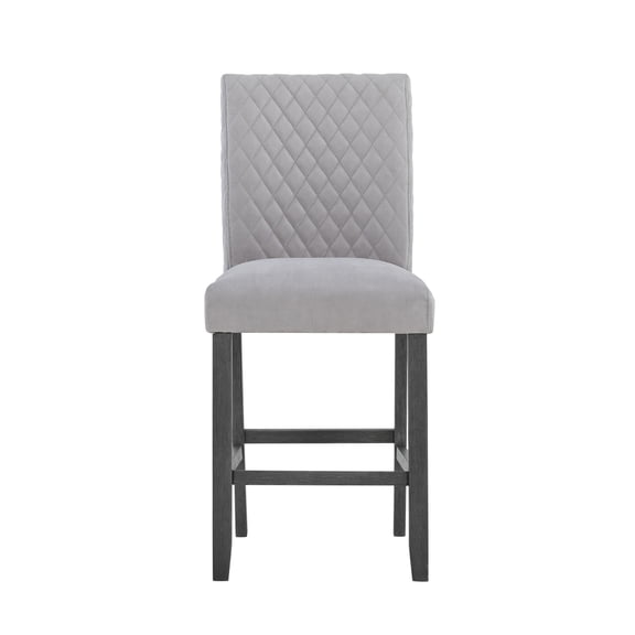Grey side chairs with block legs and foam fill for dining room set of 2