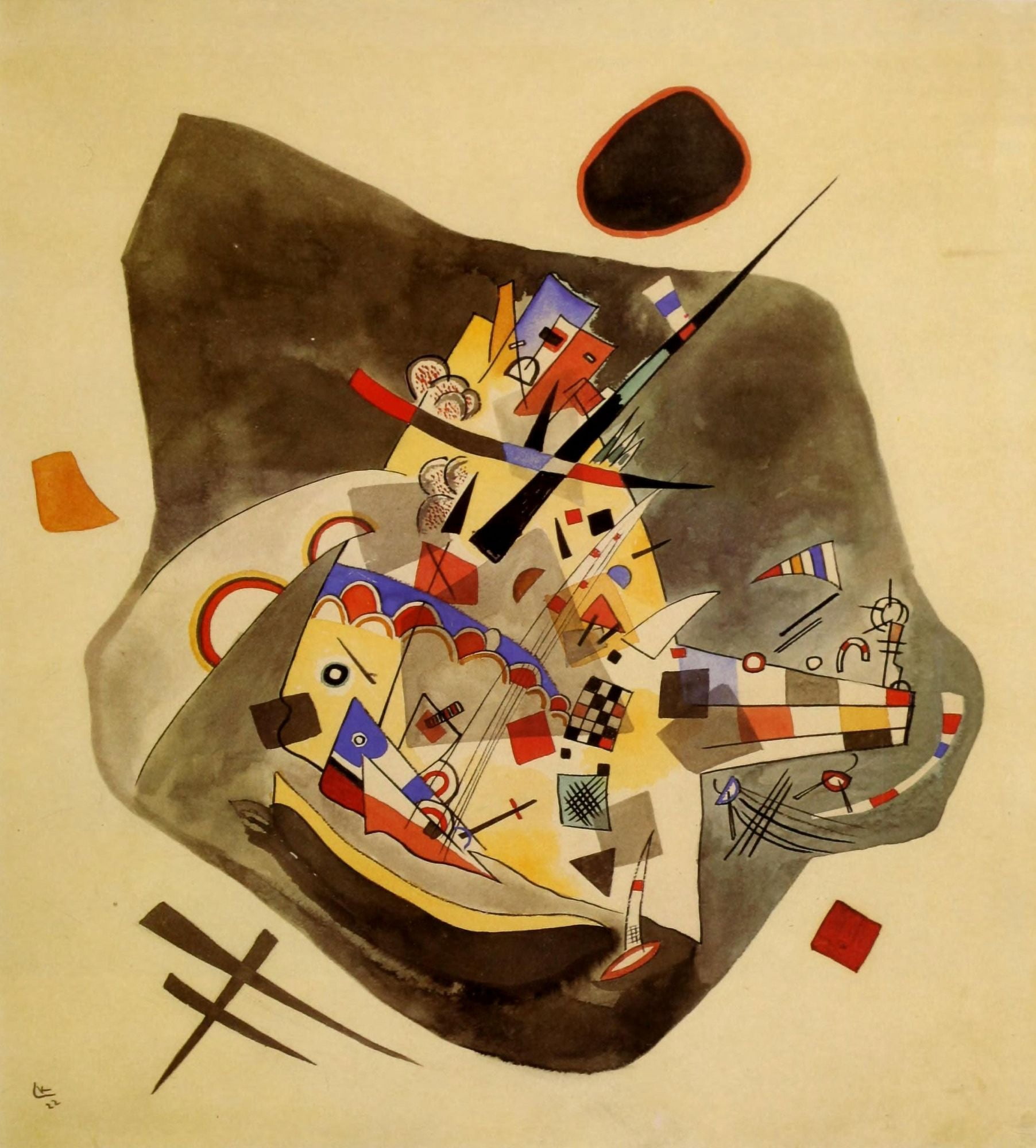 Grey spot 1922 Canvas Art - Wassily Kandinsky (24 x 36)