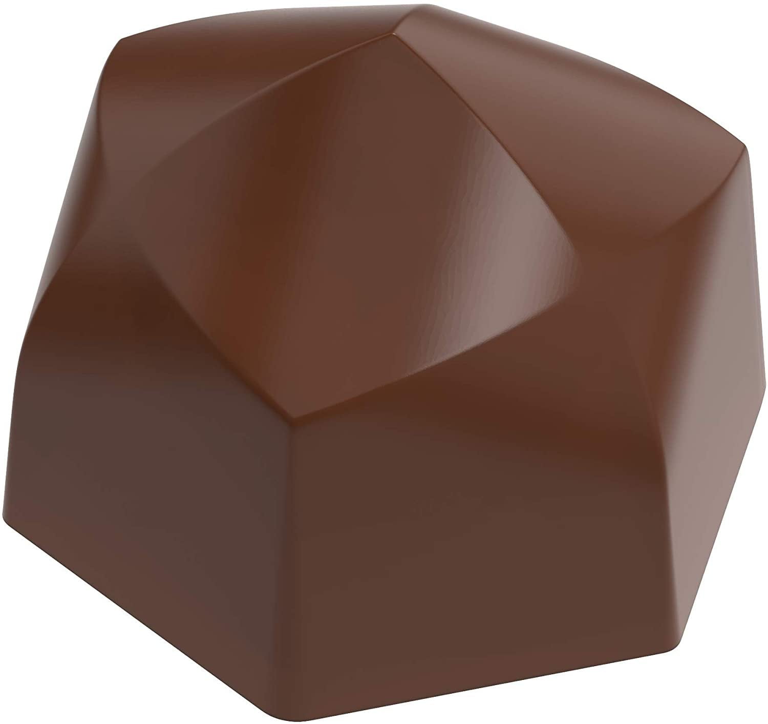 Greyas CM 3264 Clear Polycarbonate Chocolate Mold Candy Mould with 24 Indented-Hexagon Cavities, Each 28mm Across x 19.9mm High