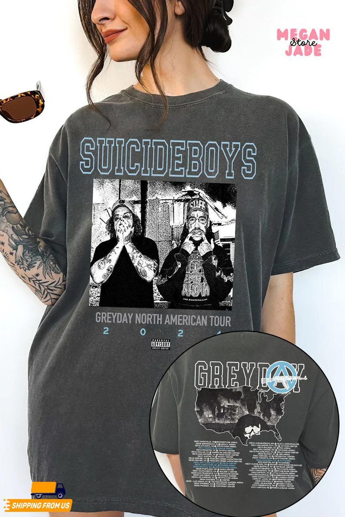 Greyday 2024 Suicideboys HipHop 2 Sides Shirt, Grey Day 2024 Tour