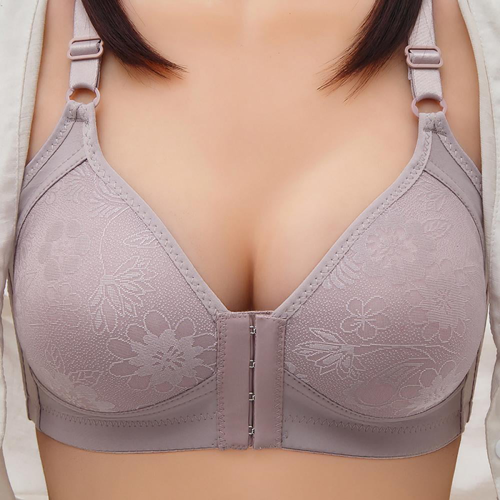 Greyghost 1Pc Women's Large and Thin Bra, Front Buckle, No Steel Ring,  Gathered Underwear, Closed Breast, Women's Bra Skin Color 36/80BC