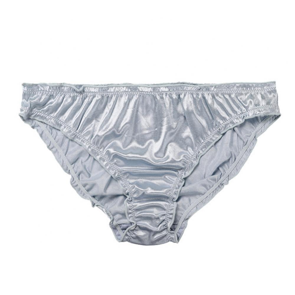 Greyghost 1Pc Women s Satin Panties Low Waist Ruffle Milk Silk