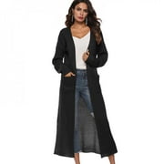 Greyghost Women's Casual Full Length Thick Maxi Cardigan Duster Long Sleeve Open Front Sweater Coat Tops Thick Warm Sweater Knee Length Coat Outwear