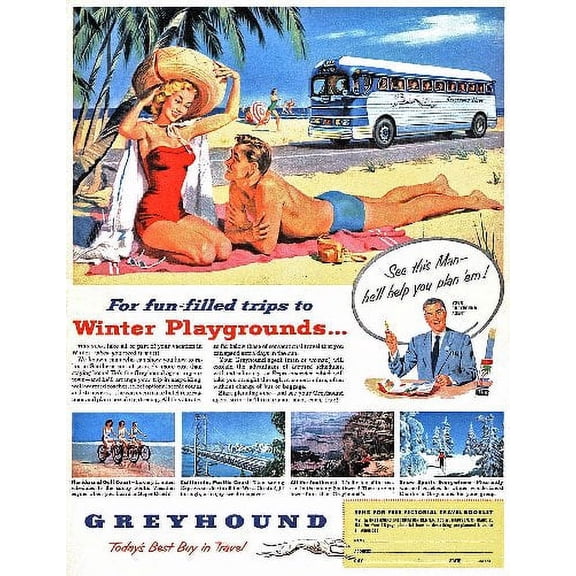 Greyhound Ad Art poster Metal Sign Art Print 8x12 Multi-Color Square Adults Best Posters
