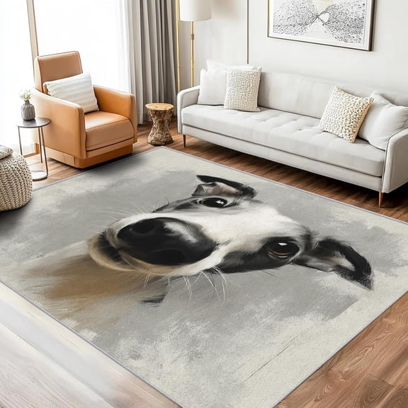 Greyhound Area Rugs, Cute Dog Pattern Carpet, Washable Non Slip Low Pile Soft Rug for Living Room Bedroom Decor Mat 5x8ft