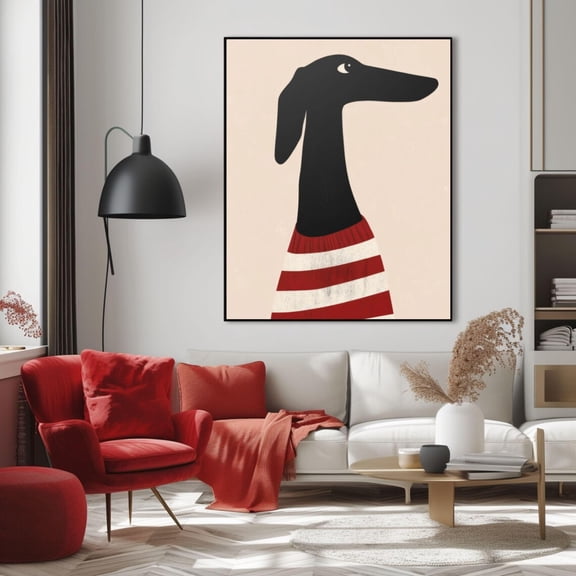 Greyhound Black Dog Wall Art Print, Unframed Paper Poster 8x10in