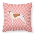 thumbnail image 1 of Greyhound Checkerboard Pink Fabric Decorative Pillow, 1 of 4