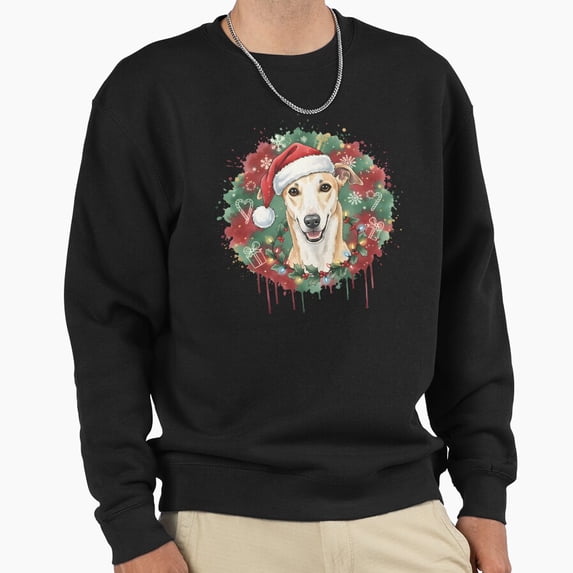 Greyhound Christmas Colorful Watercolor Graphic Unisex Sweatshirt Retro Design 1 G24619, Up to Size 5XL