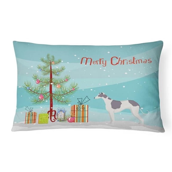 Greyhound Christmas Tree Canvas Fabric Decorative Pillow