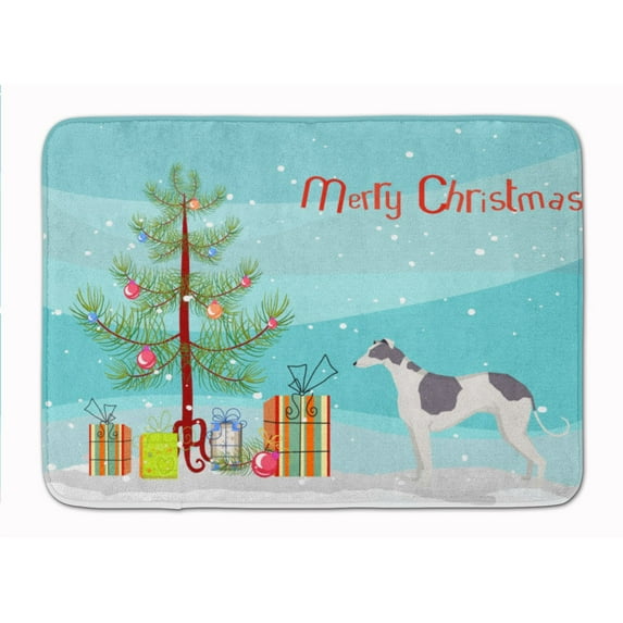 Greyhound Christmas Tree Machine Washable Memory Foam Mat
