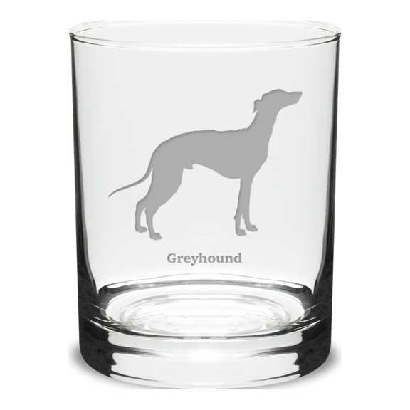 Greyhound Deep Etched 14 oz Classic Double Old Fashion Glass