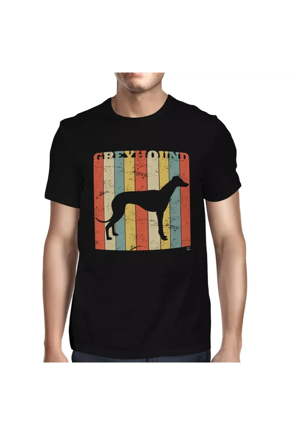 Greyhound Dog Breed Colorful Retro Style Graphic T shirt up to 5XL
