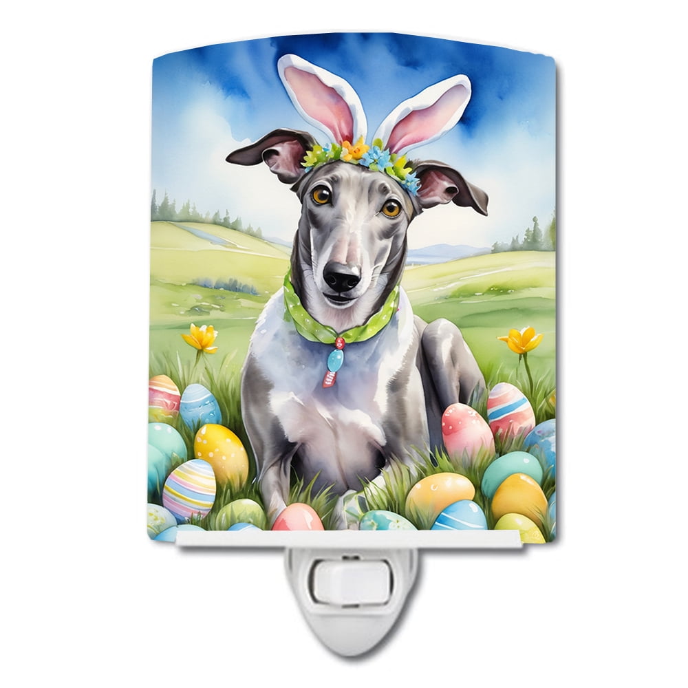 Greyhound Easter Egg Hunt Ceramic Night Light 4 in x 6 in