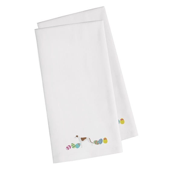 Greyhound Easter White Embroidered Towel Set of 2