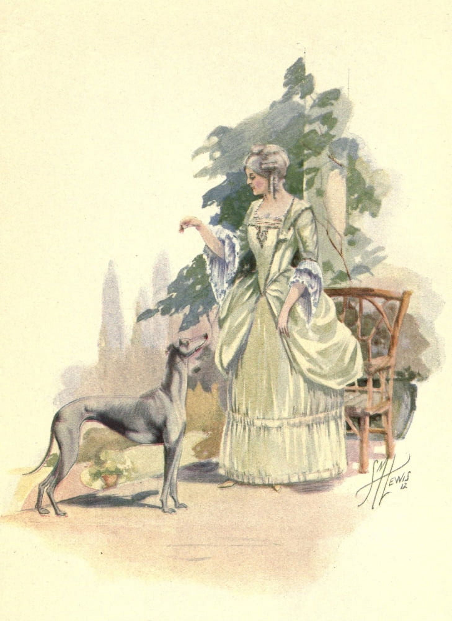 Greyhound Fanny 1912 Woman with greyhound Canvas Art - FM Lewis (18 x 24)