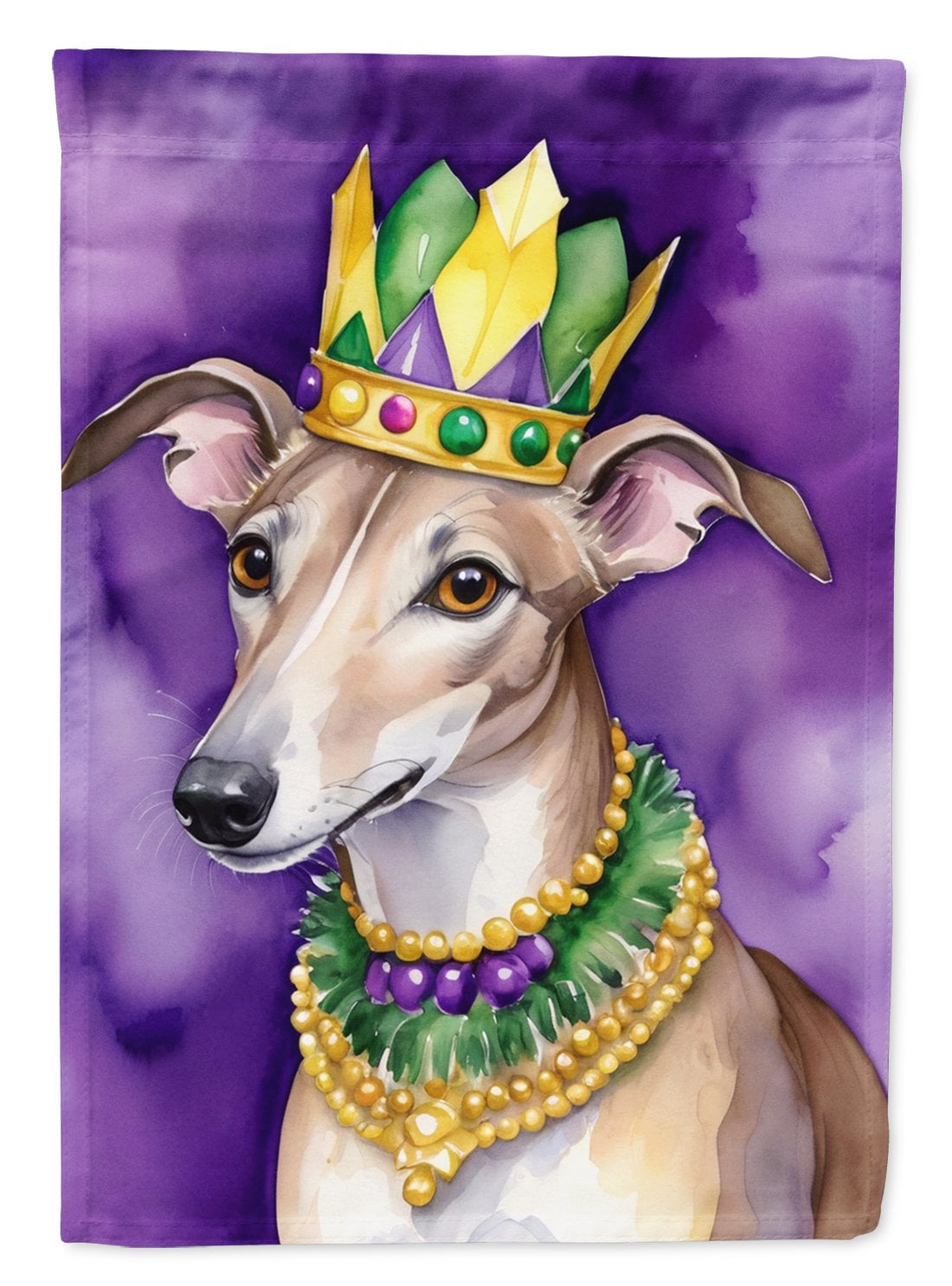 Greyhound King of Mardi Gras Garden Flag 11.25 in x 15.5 in
