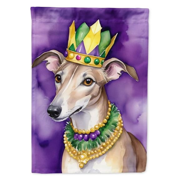 Greyhound King of Mardi Gras Garden Flag 11.25 in x 15.5 in