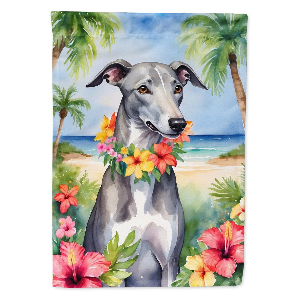 Greyhound Luau Garden Flag 11.25 in x 15.5 in