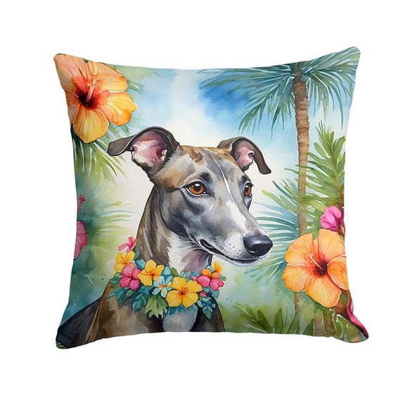 Greyhound Luau Throw Pillow 18 in x 18 in