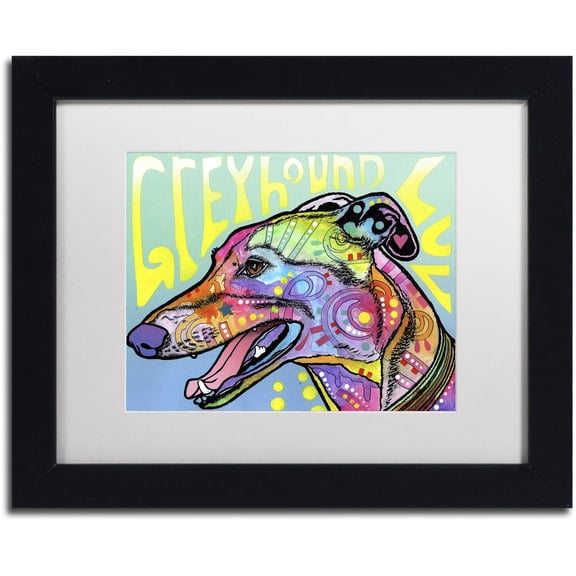 Greyhound Luv' Canvas Art by Dean Russo, White Matte, Black Frame
