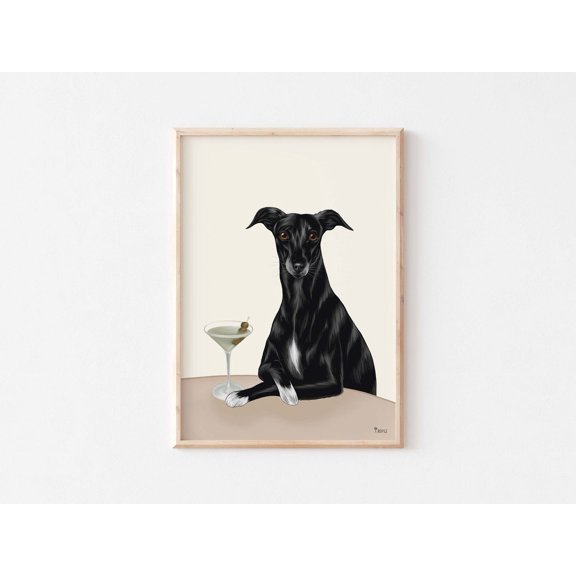 Greyhound Martini Cocktail Animal Decor Wall Art