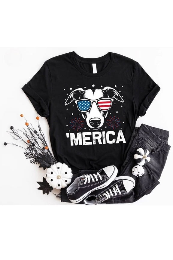 Greyhound 'Merica 4Th Of July Greyhound Tee Patriotic Greyhound