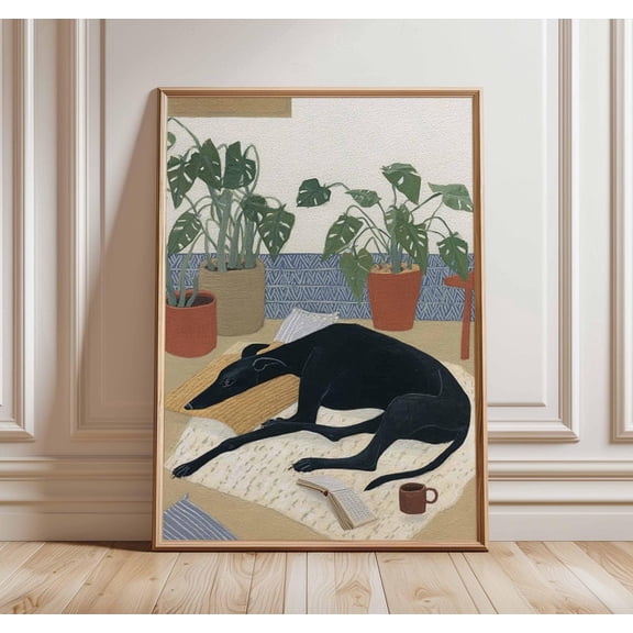 Greyhound Minimalist Wall Art Print, Unframed Paper Poster 8x10in