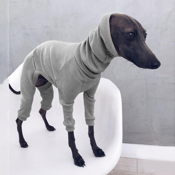 Greyhound Pajamas Solid Stretchable Four-Legged Rib Dog Onesie Lightweight Turtleneck Elastic Whippet Sweater Jumpsuit Pet Clothes for Small Medium Large Dogs