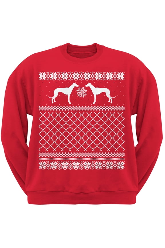 Greyhound Red Adult Ugly Christmas Sweater Crew Neck Sweatshirt