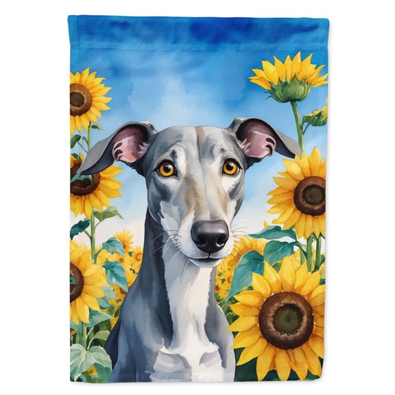 Greyhound in Sunflowers Garden Flag 11.25 in x 15.5 in