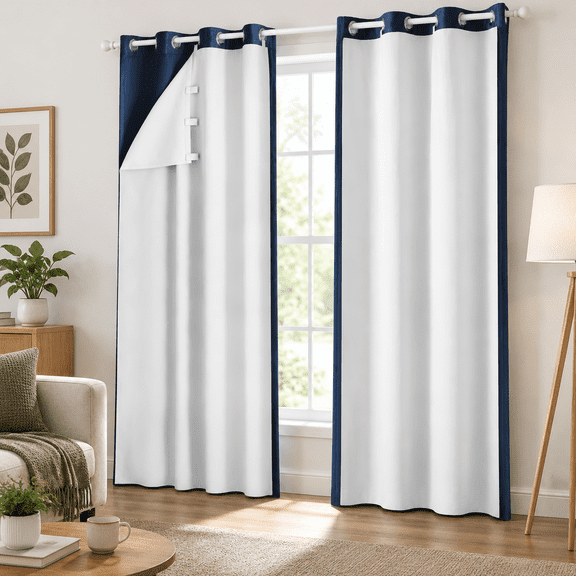 Greyish White Blackout Curtain Liners, 2 Panel Set, 100"W x 104"L Total
