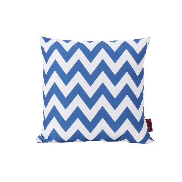 Greylin Outdoor Square Fabric Chevron Water Resistant Throw Pillow, Blue, White