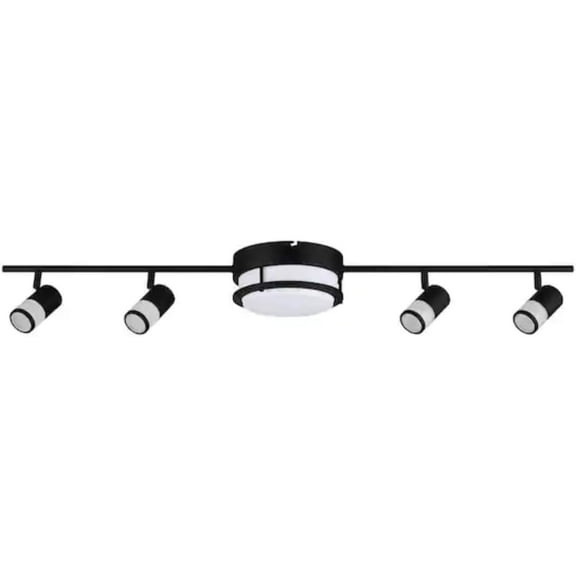 Hampton Bay Lighting Greyrock 3.44 ft. 4-Light Brushed Nickel Integrated LED Fixed Track Lighting Kit w/ Rotating Heads and Flush Mount Light