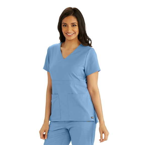 Greys Anatomy Womens Spandex Stretch 3-Pocket Empire Waist Scrub Top