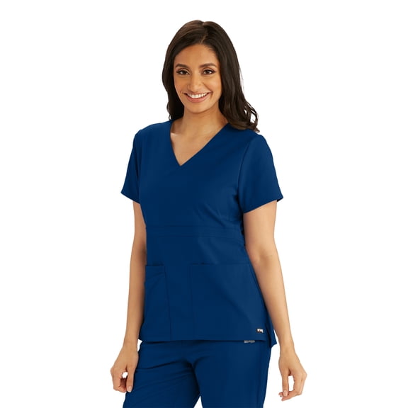 Greys Anatomy Womens Spandex Stretch 3-Pocket Empire Waist Scrub Top