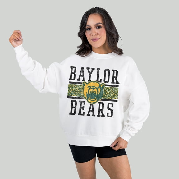 Women's Gameday Couture White Baylor Bears Fair Catch Pullover Sweatshirt