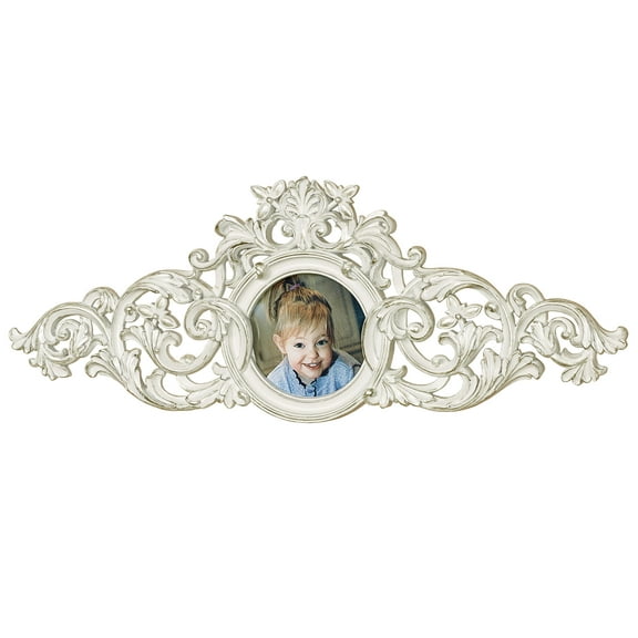 Greysen Photo Frame Decorative Scrolling Wall Topper 24"Wx1.5"Dx9"H Ivory