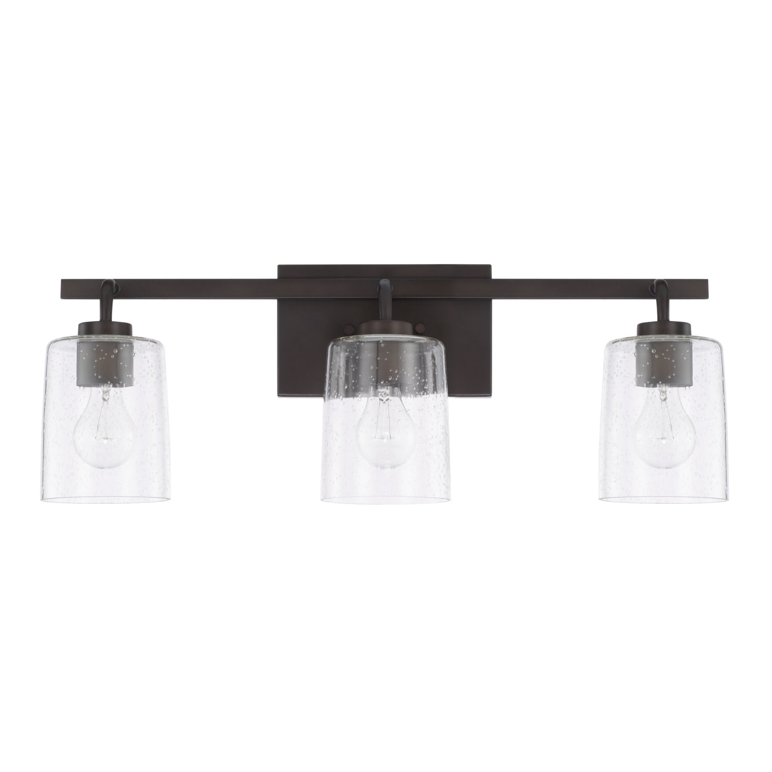 Greyson Bronze 3-Light Vanity with Clear Seeded Glass Shades