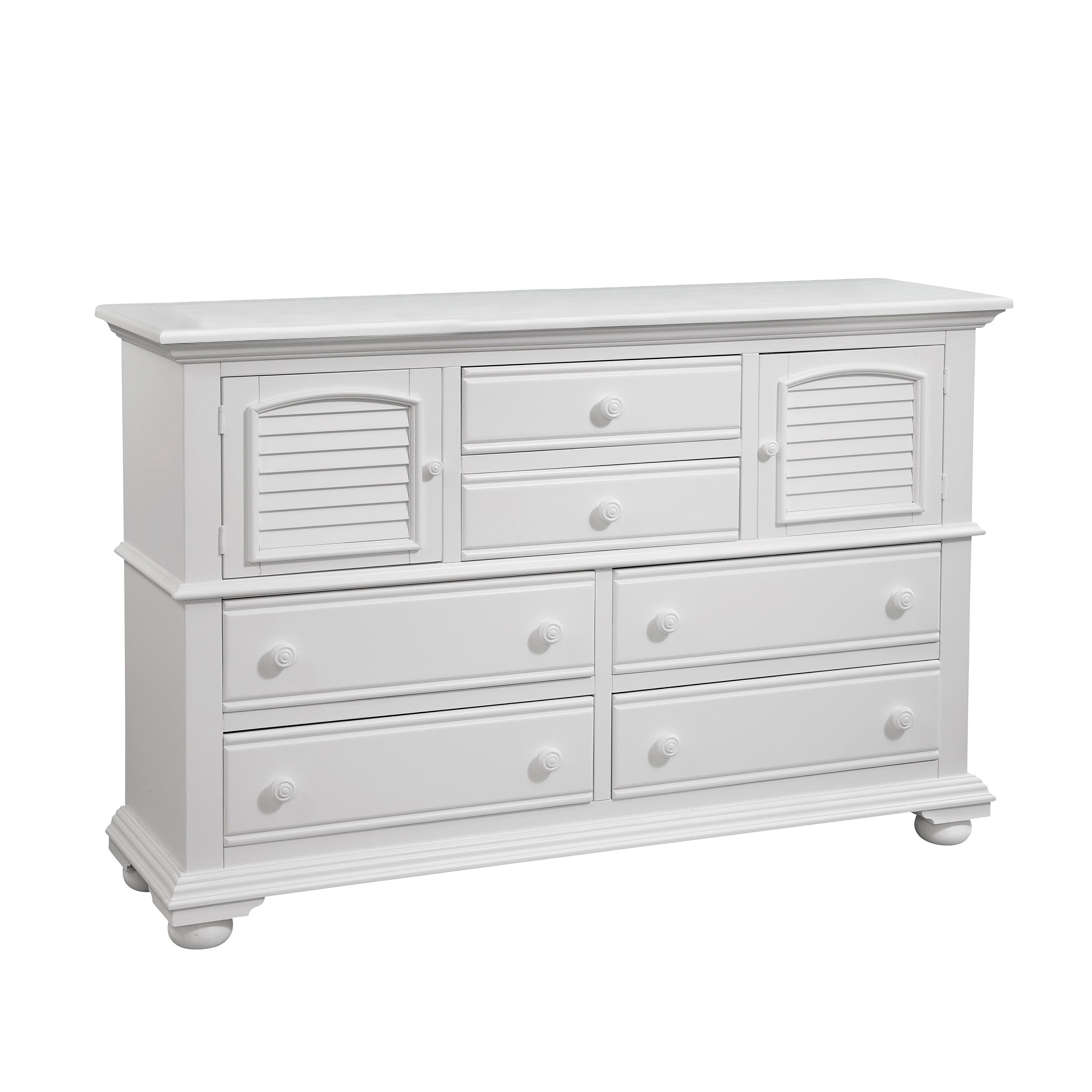 Eggshell White Solid Wood Coastal Dresser with Dovetail Drawers