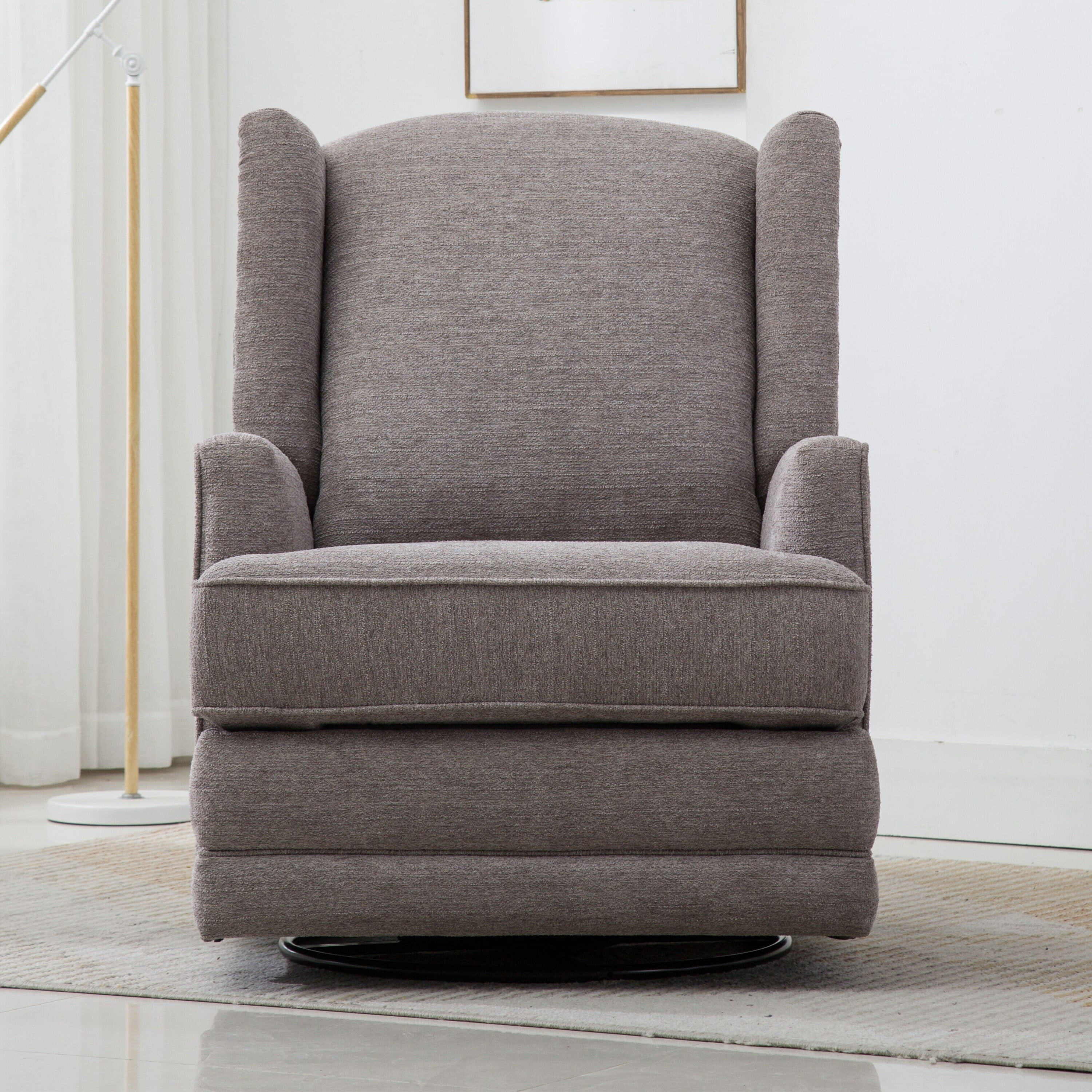 Greyson Living Shelby Wingback Swivel Glider Recliner by Smoke